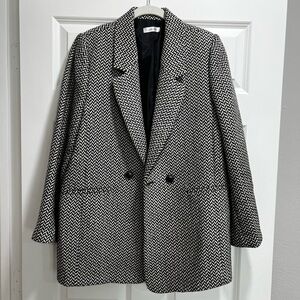 Anine Bing Black White Herringbone Blazer